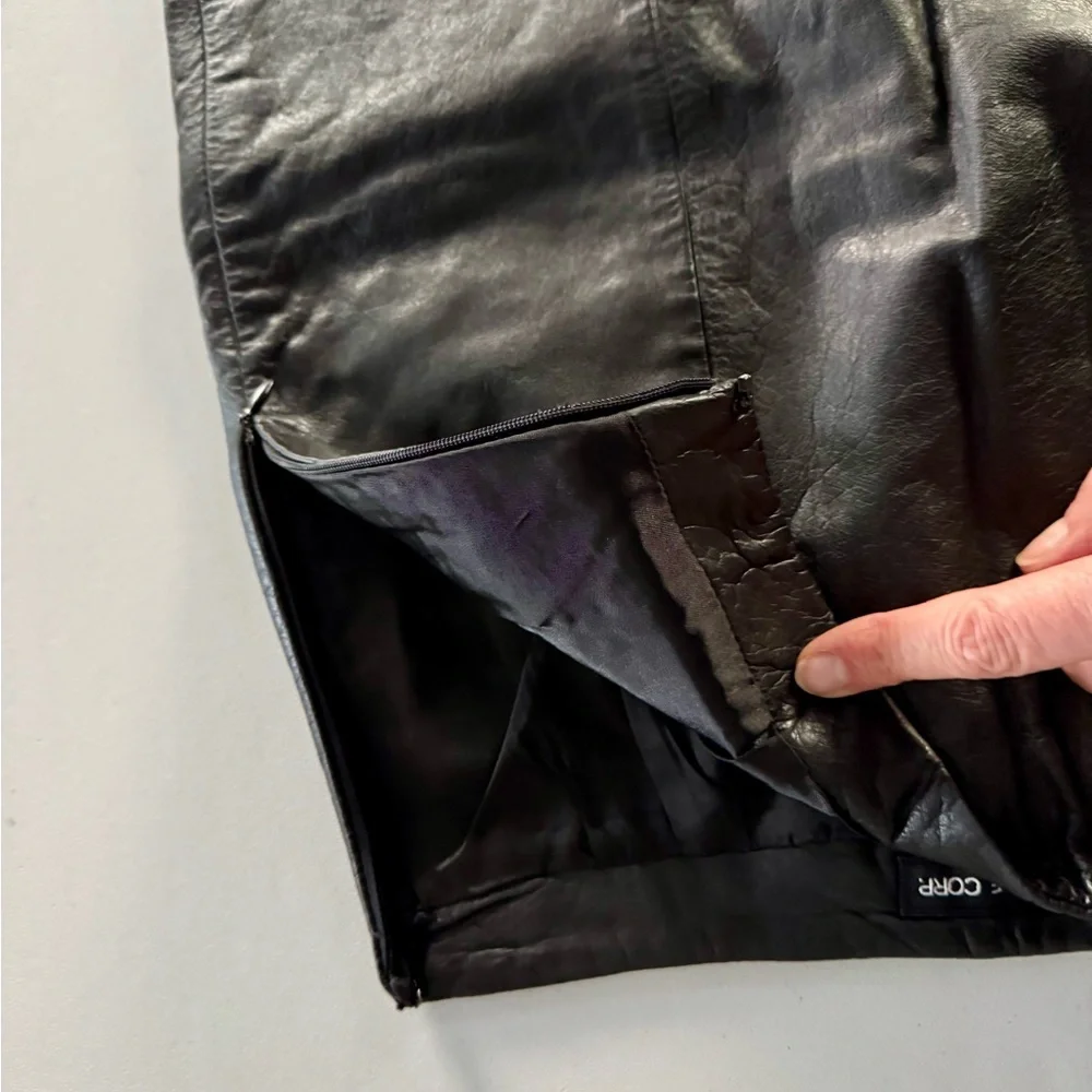 Esprit Genuine Black Leather Mini skirt - Picture 5 of 7